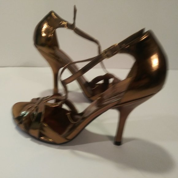 BCBGMAXAZRIA Ilarian Bronze Leather Sandals Size 9.5 - Picture 5 of 9